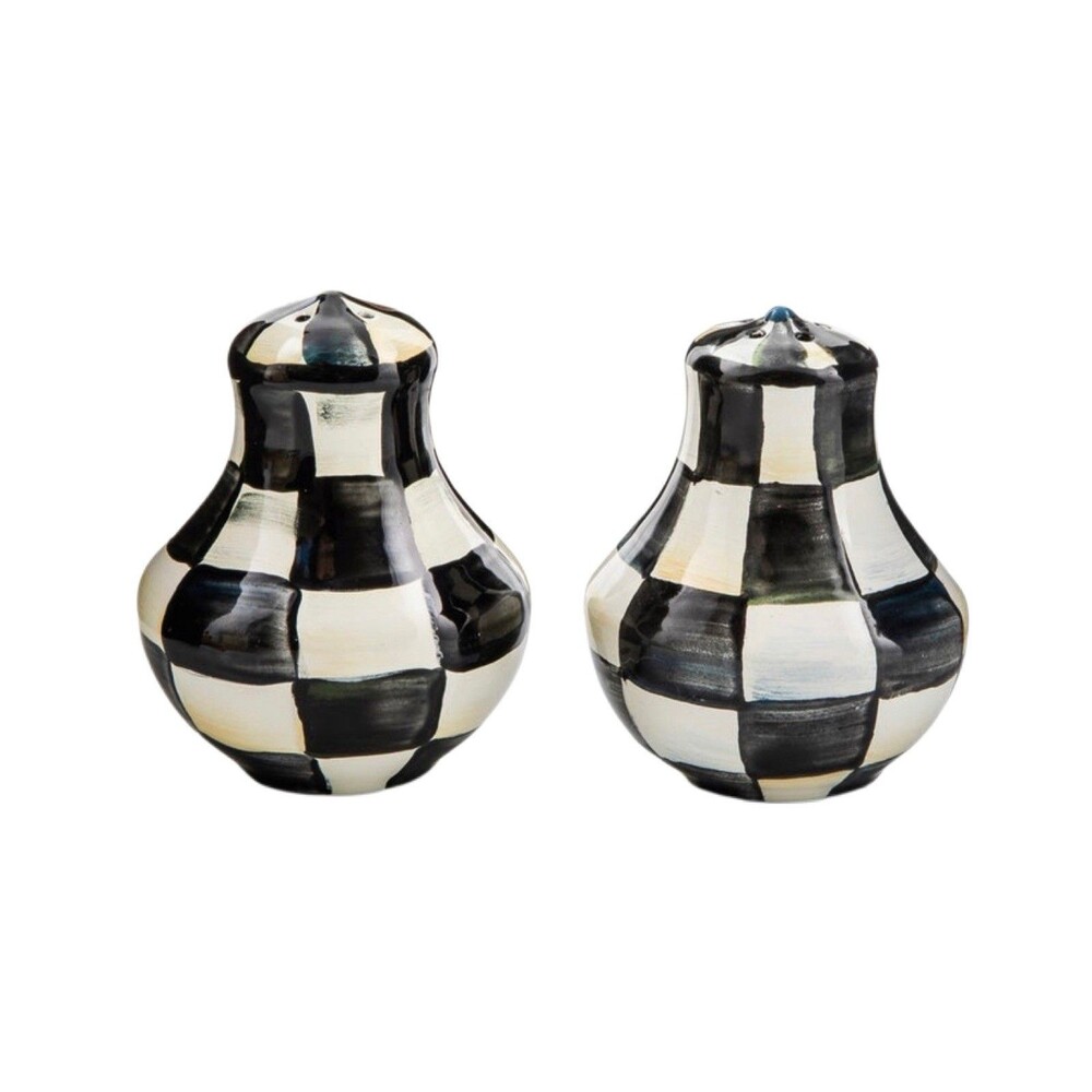 Mackenzie Childs Courtly Check Salt & Pepper Shakers New in Box